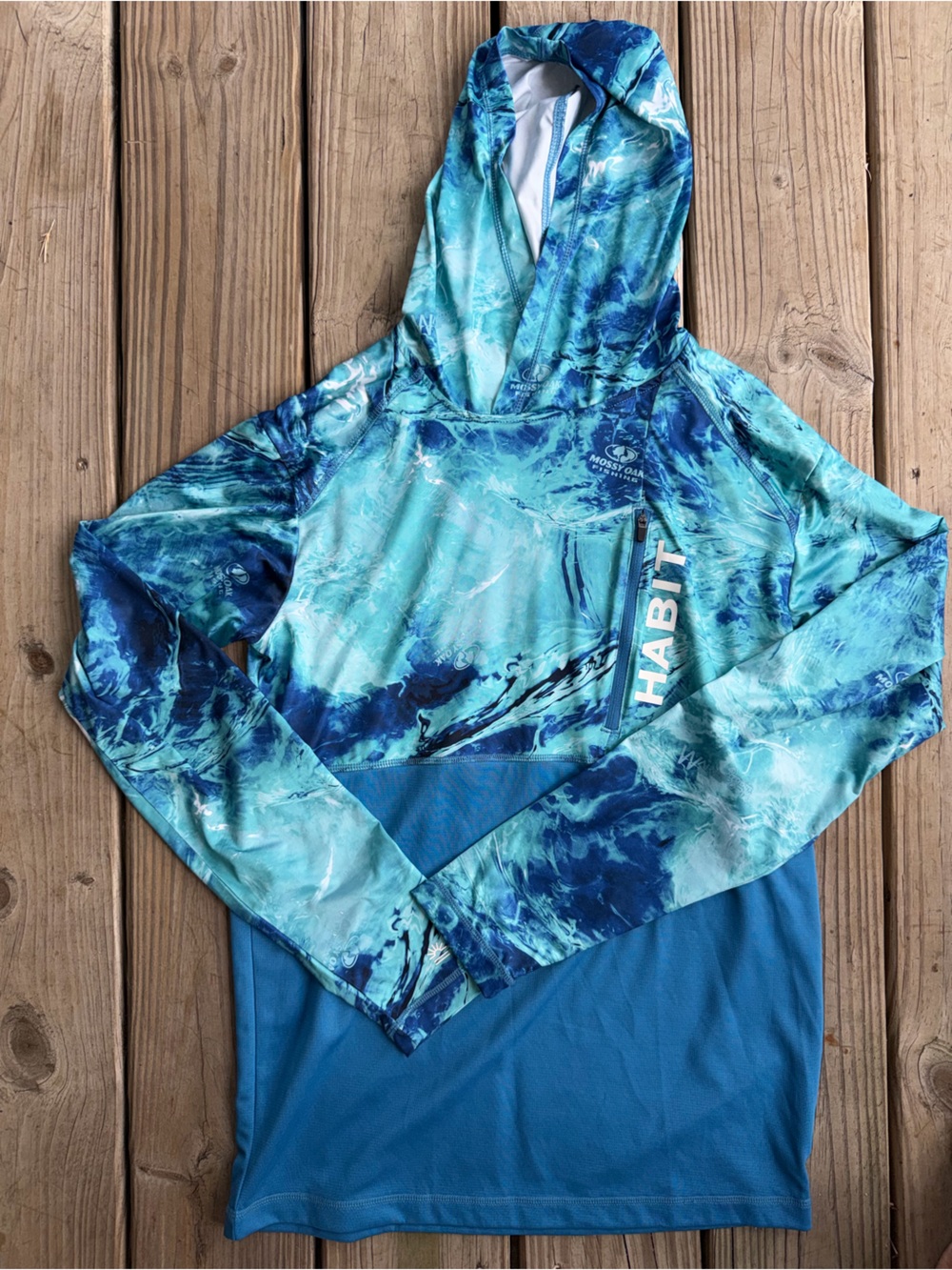 Habit Blue & Aqua Performance Hoodie Top